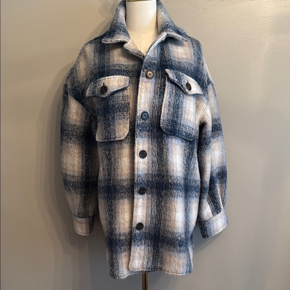 Bagatelle Blue and Cream Plaid Jacket